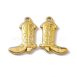 PVD Vacuum Plating 304 Stainless Steel Pendants, Boot Charms, Golden, 26x19x3mm, Hole: 2mm(X-STAS-G278-40G)