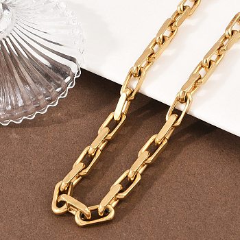 7.5MM 304 Stainless Steel Paperclip Chain Necklaces, Ion Plating(IP), Golden, 27.83 inch(70.7cm)