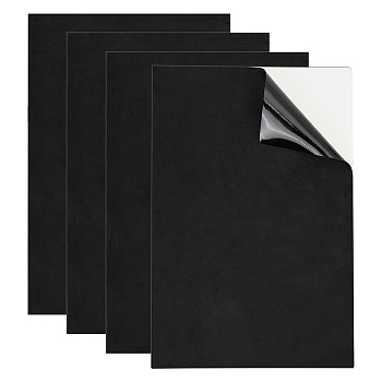 Self-Adhesive Faux Suede Clothing Patches, Rectangle, Black, 300x200x1mm