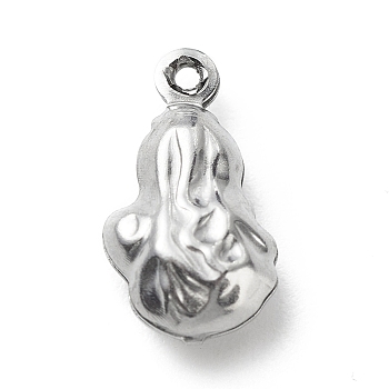 304 Stainless Steel Pendants, Peanut Charms, Stainless Steel Color, 15.2x8.3x5.2mm, Hole: 1mm