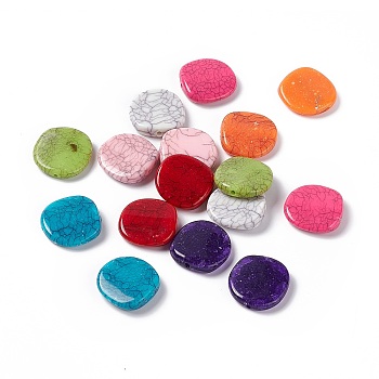 Crackle Opaque Acrylic Beads, Imitation Turquoise, Nuggets, Mixed Color, 22.5x6mm, Hole: 1.6mm, about 230pcs/500g