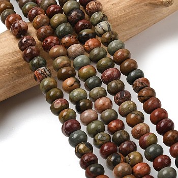 Natural Picasso Stone/Polychrome Jasper Beads Strands, Rondelle, 6.5~7x4~4.5mm, Hole: 0.8mm, about 89pcs/strand, 15.35''(39cm)