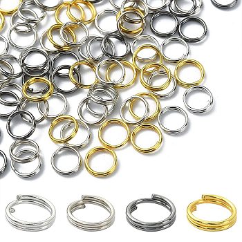600Pcs 4 Colors Iron Split Rings, Double Loops Jump Rings, Mixed Color, 21 Gauge, 6x1.4mm, Inner Diameter: 5.3mm, Single Wire: 0.7mm, about 150pcs/color