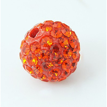 Pave Disco Ball Beads, Polymer Clay Rhinestone Beads, Grade A, Round, Hyacinth, PP12(1.8~1.9mm), 8mm, Hole: 1mm