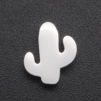 201 Stainless Steel Charms, for Simple Necklaces Making, Stamping Blank Tag, Laser Cut, Cactus, Stainless Steel Color, 10x8.5x3mm, Hole: 1.8mm