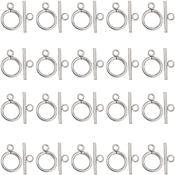 40Pcs 304 Stainless Steel Ring Toggle Clasps, Round Ring, Stainless Steel Color, 18x14x2mm, hole: 3mm, Bar: about 20x6x2mm, Hole: 3mm