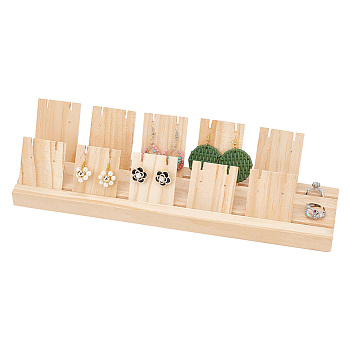 Wood Earring Display Stands, Earring Stud Showing Holder, with 10Pcs Wooden Display Cards, PeachPuff, Finish Product: 8x34x7.6cm, about 11pcs/set
