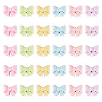 30Pcs Opaque Resin Decoden Cabochons, Bowknot, Mixed Color, 10.5x13x6mm