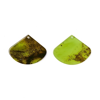 Acrylic Pendants, for DIY Earring Accessories, Fan, Olive Drab, 26.5x33.5x2mm, Hole: 1.6mm