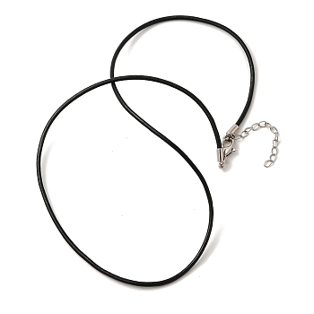 Leather Necklace Making, Platinum, Black, 18 inch(45.8cm), 2mm