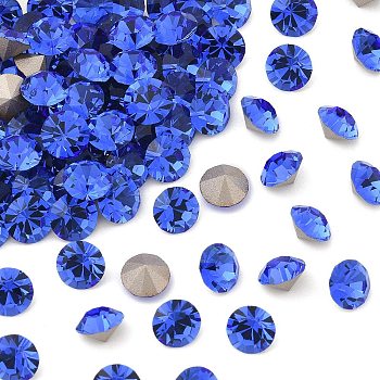 Preciosa&reg MAXIMA Crystal Round Stones, Czech Crystal, Dura Foiling, Round(431 11 615 Chaton), 30050 Sapphire, SS12/PP24(3~3.2mm)