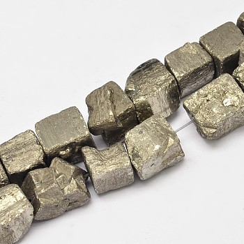 Nuggets Electroplated Natural Pyrite Beads Strands, Mixed Color, 9~11mm, Hole: 1mm, about 31~42pcs/strand, 15 inch