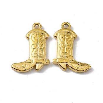 PVD Vacuum Plating 304 Stainless Steel Pendants, Boot Charms, Golden, 26x19x3mm, Hole: 2mm