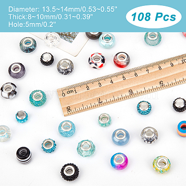 108Pcs 2 Colors Acrylic & Resin & Polymer Clay Rhinestone European Beads(OPDL-NB0001-16)-2