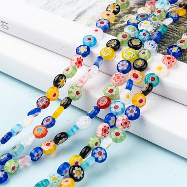 Flat Round Handmade Millefiori Glass Beads(LK-R004-55)-5
