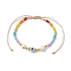 bracelet de perles tressées en verre coloré et en laiton(BJEW-JB10138-02)-1