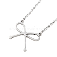 Non-Tarnish 304 Stainless Steel Bowknot Pendant Necklaces for Women, Stainless Steel Color, 17.13 inch(43.5+6cm)(NJEW-S434-01P)