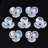 3-Petal Electroplate Acrylic Bead Caps, Flower, WhiteSmoke, 12x12.5x4mm, Hole: 1.5mm(X-PACR-T014-03)