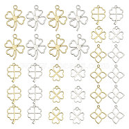 32Pcs 8 Styles Alloy Open Back Bezel Pendants, Clover Charms for Resin, Epoxy Resin Jewelry Making, Platinum & Golden, 26~48x24~38mm, Hole: 3~5mm, 4pcs/style(FIND-CA0008-46)