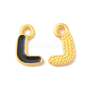 Alloy Enamel Pendants, Matte Gold Color, Letter Charm, Nickel Free, Letter L, 10x6x1.5mm, Hole: 1.6mm(ENAM-P247-01MG-L)