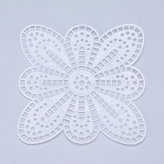 Plastic Mesh Canvas Sheets, for Embroidery, Acrylic Yarn Crafting, Knit and Crochet Projects, Flower, White, 11.2x11.2x1.5mm, Hole: 4x4mm(DIY-M007-12)