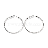 Ring 304 Stainless Steel Hoop Earrings for Women Men, Stainless Steel Color, 12 Gauge, 45.5x2mm, Pin: 0.6mm(EJEW-B049-02E-P)