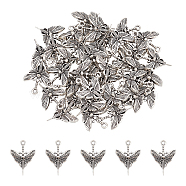 40Pcs Tibetan Style Alloy Pendants, Skull Sword with Butterfly, Antique Silver, 25x18x6mm, Hole: 1.8mm(FIND-UN0001-76)