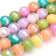 Natural Jade Beads Strands,  Brushed Silver Color, Dyed, Round, Colorful, 10mm, Hole: 0.8mm, about 40pcs/strand, 15.94 inch(40.5cm)(G-G833-10mm-14)