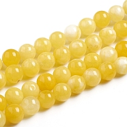Natural White Jade Beads Strands, Imitation Amber Color, Dyed, Round, Gold, 8mm, Hole: 0.8mm, about 47pcs/strand, 14.96 inch(38cm)(G-G843-01-8mm)