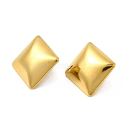 Ion Plating(IP) 304 Stainless Steel Stud Earrings, with Vertical Loops, Rhombus, Real 18K Gold Plated, 20x20mm, Pin: 0.8mm(EJEW-I281-08G)