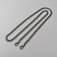 Purse Chains, Alloy & Iron Curb Chain Bag Straps, with Lobster Claw Clasp, Bag Replacement Accessories, Gunmetal, 120cm(FIND-WH0152-240B)
