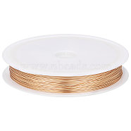 Eco-Friendly Copper Wire, Round Copper Beading Wire for Jewelry Making, Long-Lasting Plated, Real 18K Gold Plated, 26 Gauge, 0.4mm, about 164.04 Feet(50m)/Roll(CWIR-BBC0001-02B-B)