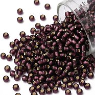 TOHO Round Seed Beads, Japanese Seed Beads, (26CF) Silver Lined Frost Amethyst, 8/0, 3mm, Hole: 1mm, about 222pcs/bottle, 10g/bottle(SEED-JPTR08-0026CF)