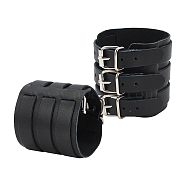 Adjustable Cowhide Cuff Cord Bracelet, Wrist Guard Gauntlet Wristband with Alloy Buckles, Black, 10-3/4 inch(27.4cm)(BJEW-WH0020-62P-02)