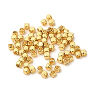 Brass Beads, Long-Lasting Plated, Cube, Real 18K Gold Plated, 2x2x2mm, Hole: 0.8mm(KK-P198-02A-G)