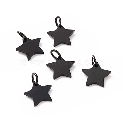 304 Stainless Steel Charms, Star, Electrophoresis Black, 10x10.6x1.1mm, Hole: 4mm(STAS-Q201-T461B)