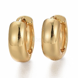 Brass Chunky Small Huggie Hoop Earrings for Women, Hypoallergenic Hinged Hoop Earrings, Real 18K Gold Plated, 14x5mm, Pin: 1mm(EJEW-SZ0001-45)