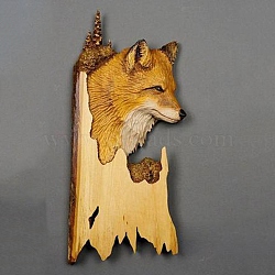 Wall Hanging, Animal Carving Handicraft Gift Wall Hanging, Wall Wood Carving Handicraft, Carved Animal On Wood, Office Home Or Outdoor Decoration, Fox Pattern, 380x260x5mm(ANIM-PW0001-161D)