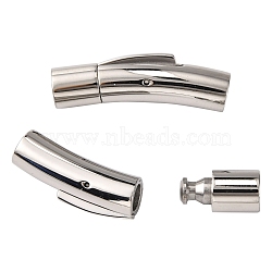 304 Stainless Steel Bayonet Clasps, Column, Stainless Steel Color, 28~28.7x7x8mm, Hole: 5mm(STAS-I013-5mm)