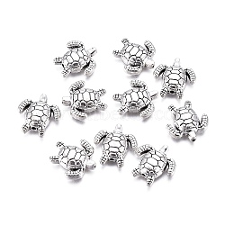 Tibetan Style Alloy Beads, Sea Turtle, Antique Silver, 13.5x14x3.5mm, Hole: 1.2mm(TIBEB-L004-031AS)