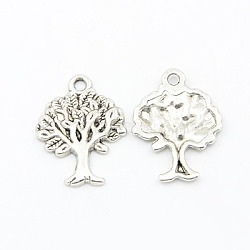 Tibetan Style Alloy Pendant, Lead Free and Cadmium Free, Tree of Life, Antique Silver, 22x17x2mm, Hole: 2mm(TIBEP-LF10394YKG-AS-FF)