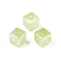 Transparent Acrylic Beads, Imitation Gemstone Style, Cube, Light Green, 13.5x13.5x13.5mm, Hole: 3.5mm(TACR-N006-03-A01)