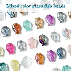 50Pcs 25 Styles Handmade Electroplate Glass Beads, Fish, Mixed Color, 10~15x14~14.5x4.5~6mm, Hole: 0.8~1mm, 2pcs/style(EGLA-YW0003-15)