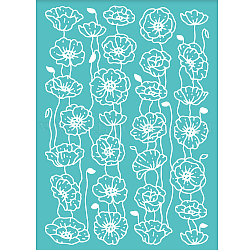 Self-Adhesive Silk Screen Printing Stencil, for Painting on Wood, DIY Decoration T-Shirt Fabric, Turquoise, Flower Pattern, 19.5x14cm(DIY-WH0337-005)