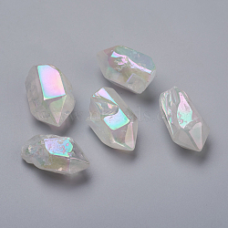 Electroplated Natural Quartz Crystal Beads, Half Drilled Beads, Faceted, Arrow, 31~33x15~20x14~16mm, Hole: 2mm(G-L553-14)
