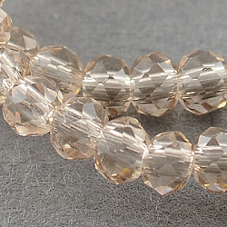 Transparent Glass Beads Strands, Faceted, Rondelle, Dark Salmon, 3x2mm, Hole: 0.5mm, about 160~165pcs/strand, 15.35 inch~15.75 inch(39~40cm)(GLAA-R135-2mm-14)