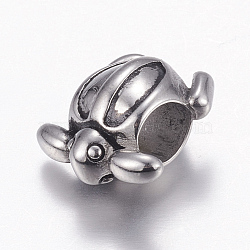 Alloy European Beads, Large Hole Beads, Tortoise, Antique Silver, 14.5x14.5x9mm, Hole: 5mm(X-PALLOY-E436-53AS)