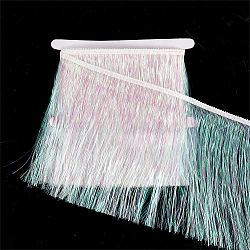 PandaHall Elite 2M Polyester Tassel Lace Ribbon, Fringe Lace Trim, Macrame Lace Ribbon, Misty Rose, 7-7/8 inch(200mm)(OCOR-PH0002-33)