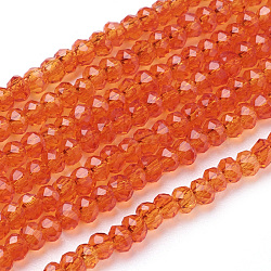 Glass Beads Strands, Faceted, Rondelle, Orange Red, 3x2mm, Hole: 0.5mm, about 150~160pcs/strand, 15.35 inch(39cm)(GLAA-F003-B01)