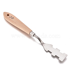 Stainless Steel Paints Palette Scraper Spatula Knives, with Beech Handle, For Artist Oil Gouache Painting Knife Blade Tools, BurlyWood, 205x23x18mm, Knife: 63x23mm(TOOL-L006-17)